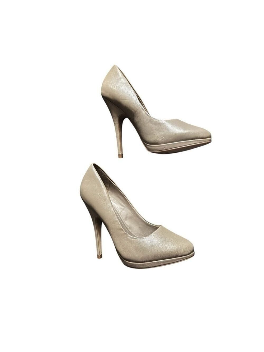 Aldo Genuine Leather Taupe Pointed Toe Pumps Stiletto 4.5” Heels